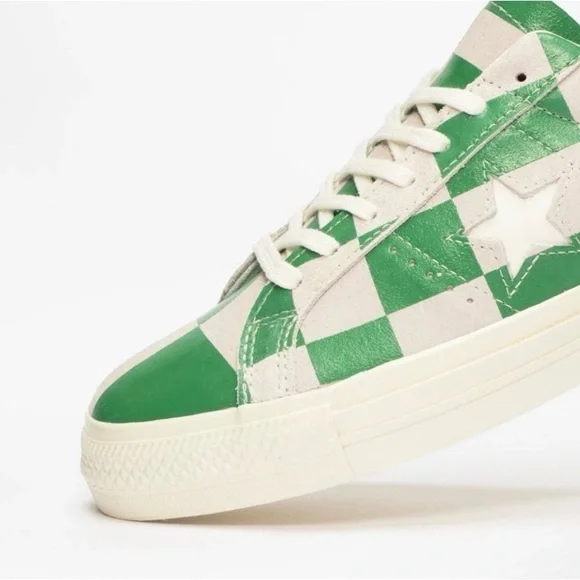 RARE‼️ Unisex NIB CONVERSE One Star OX Sneakers in White/Green Check, M10.5/W12 - Picture 3 of 12